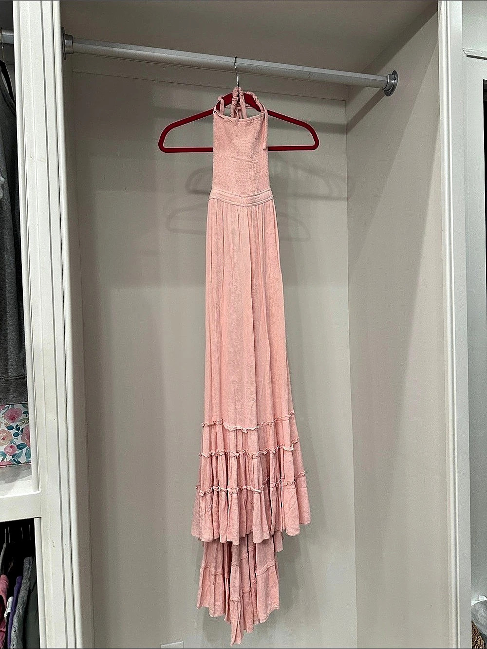 R. Vivimos Pink Ruffle Maxi Dress Size 4/6.Like new